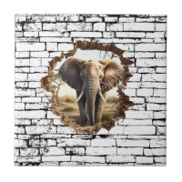 3D Elephant Wall Break Art – Realistic Safari (2)