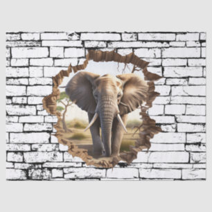 3D Elephant Wall Break Art – Realistic Safari (2) Tissue Paper