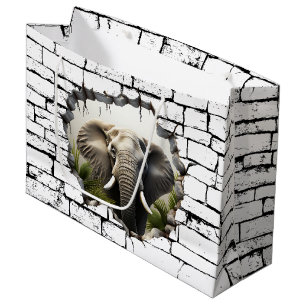3D Elephant Wall Break Art – Realistic Safari Large Gift Bag