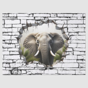 3D Elephant Wall Break Art – Realistic Safari Tissue Paper