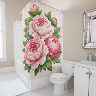 3D Embroidered Peonies Illustration