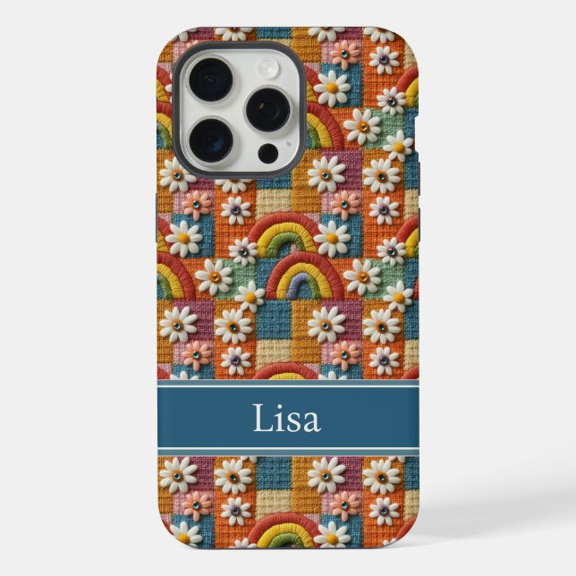 3D Embroidery Patchwork Phone Case | Personalized  (Back)