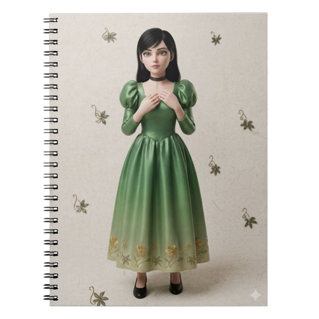 3D Emerald Green Princess Character Notebook (Front)