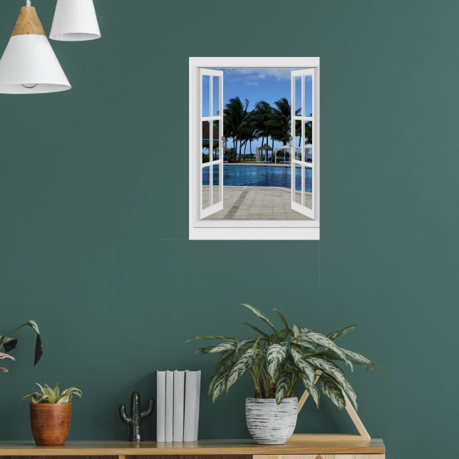 3D Fake Window View Swimming Pool Poster Art (Living Room 1)