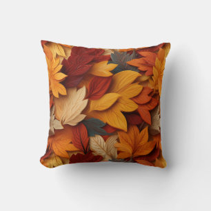3D Fall Leaves Throw Pillow