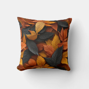 3D Fall Leaves Throw Pillow