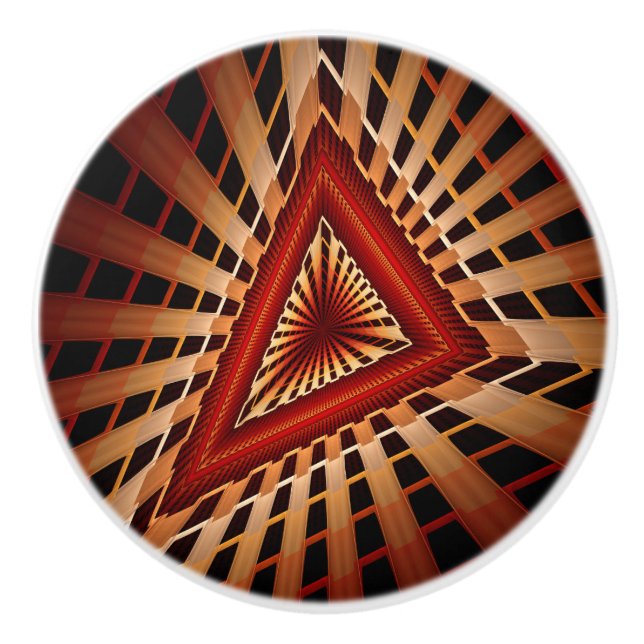 3D Fantasy Network Modern Fractal Graphic Design Ceramic Knob (Front)