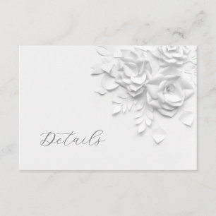 3D Faux Paper Cut Roses Wedding Details Enclosure Card