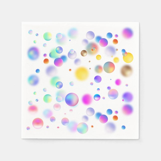 3D Floating Balls Pattern. White BG Napkin (Front)