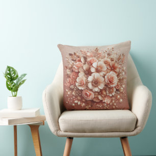  3D Floral Blush Pink Throw Pillow
