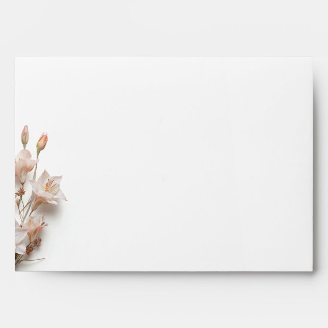 3D Floral Blush Pink White Wedding Envelope (Front)