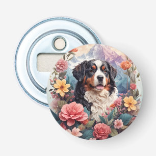 3D Floral Fantasy Bernese Mountain Dog Birds View Bottle Opener