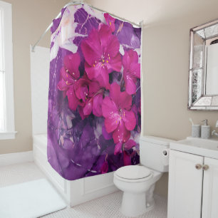3D Floral Fuchsia & Purple Marble Art Couverture