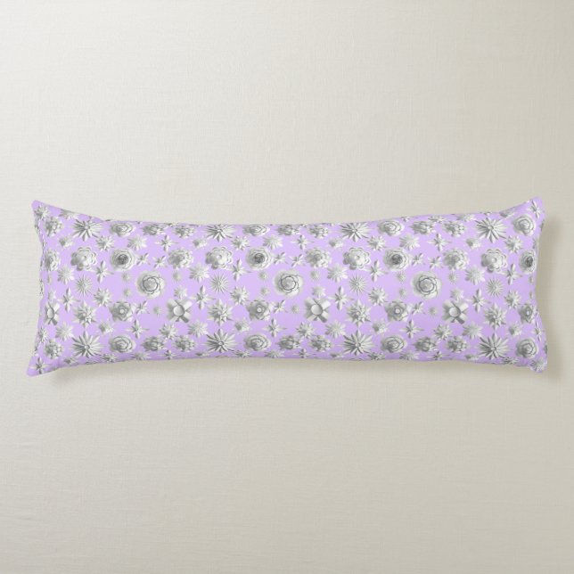 3D Floral Pattern 01.wx4.Lpink BG Body Pillow (Front)