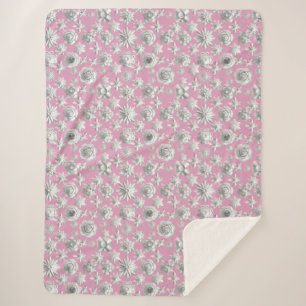 3D Floral Pattern 01.wx4.Lpink BG Sherpa Blanket
