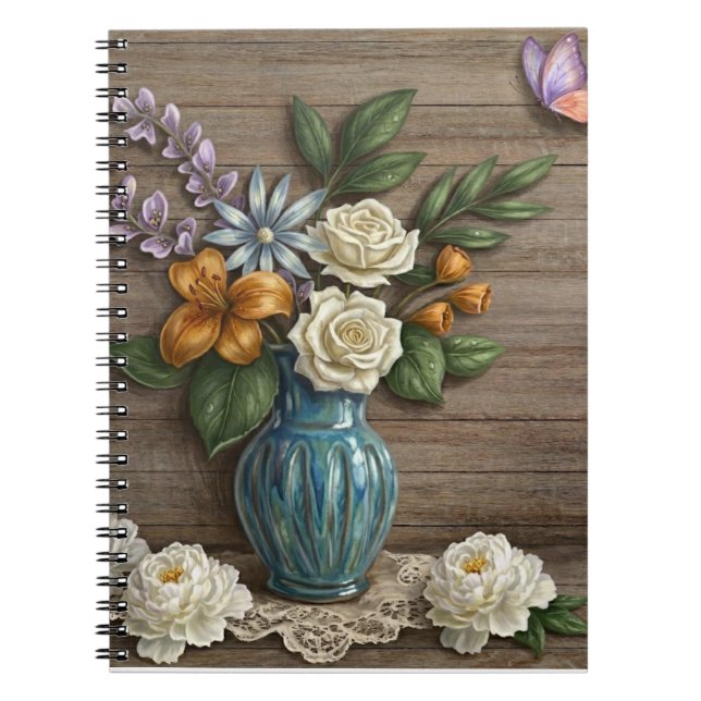 3D Floral Spiral Photo Notebook (Front)