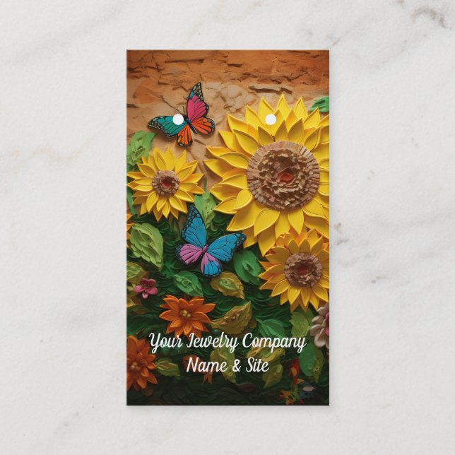 3D Flowers & Butterfly Pattern Earring Cards (Front)
