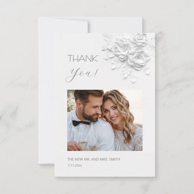 3D Flowers Paper Cut Roses Thank You Card (Front)