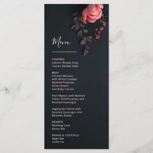 3D Flowers Rose Dark Romantic Wedding Menu