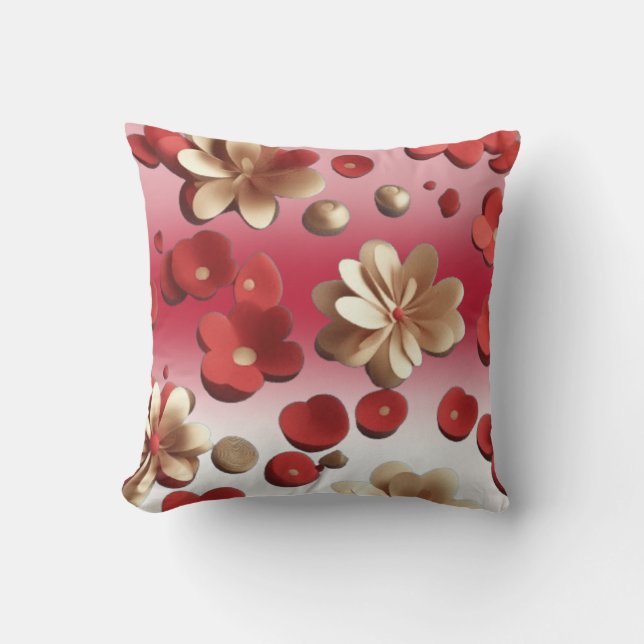 3D Flowers Throw Pillow (Front)