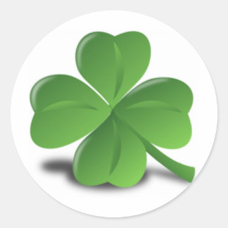 3D Four Leaf Clover Classic Round Sticker