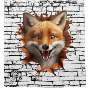 3D Fox Wall Break Art – Realistic Safari