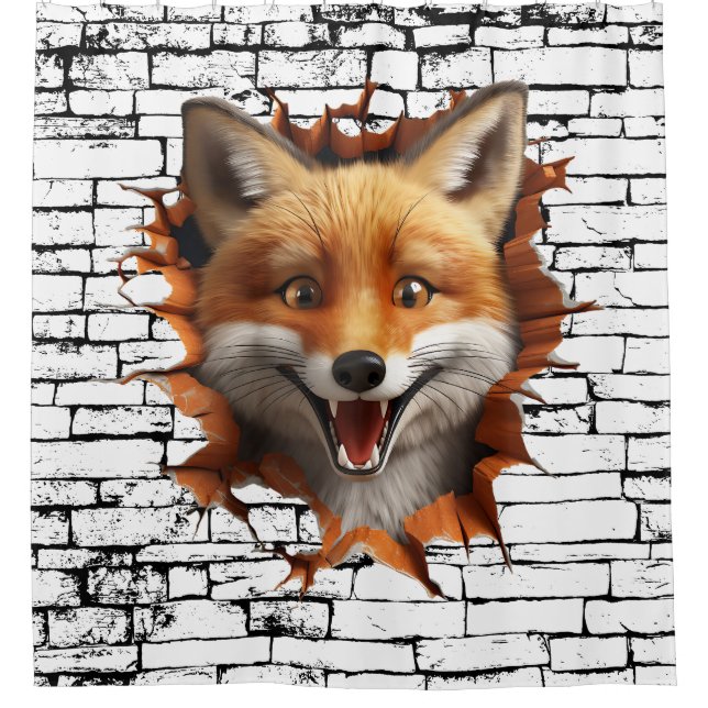 3D Fox Wall Break Art – Realistic Safari (Front)