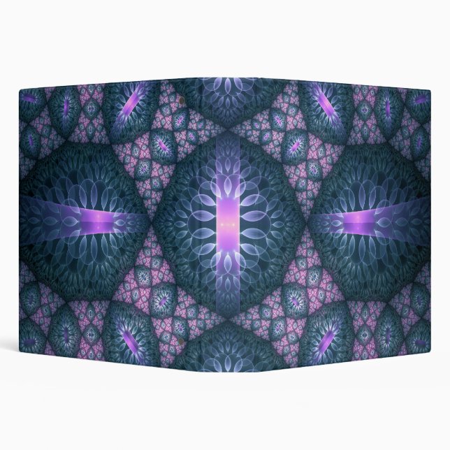 3D Fractal Art Abstract Pattern Blue Purple Pink Binder (Background)