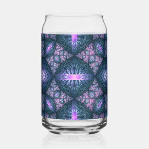 3D Fractal Art Abstract Pattern Blue Purple Pink Can Glass
