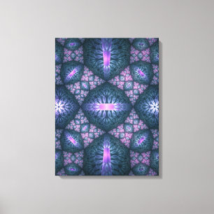 3D Fractal Art Abstract Pattern Blue Purple Pink Canvas Print