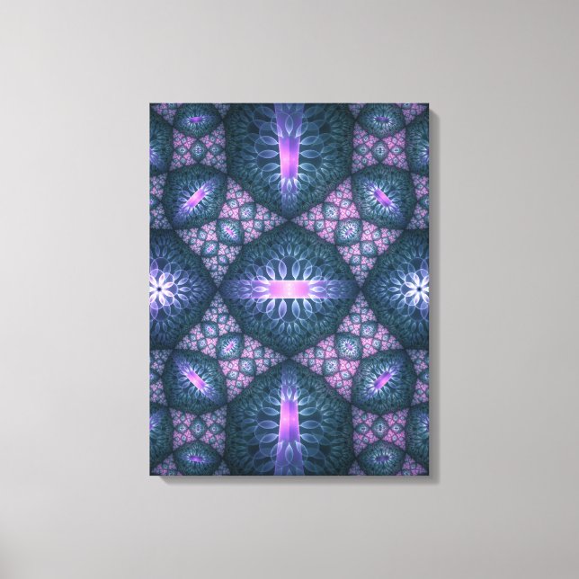 3D Fractal Art Abstract Pattern Blue Purple Pink Canvas Print (Front)