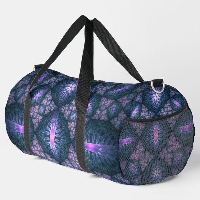 3D Fractal Art Abstract Pattern Blue Purple Pink Duffle Bag (Right Corner)