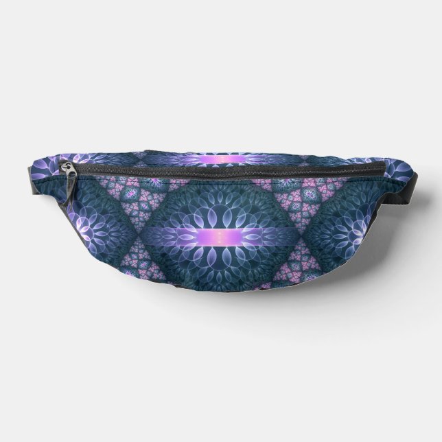 3D Fractal Art Abstract Pattern Blue Purple Pink Fanny Pack (Lay Down)