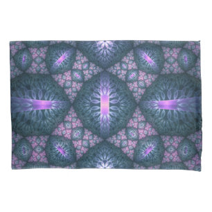 3D Fractal Art Abstract Pattern Blue Purple Pink Pillowcase