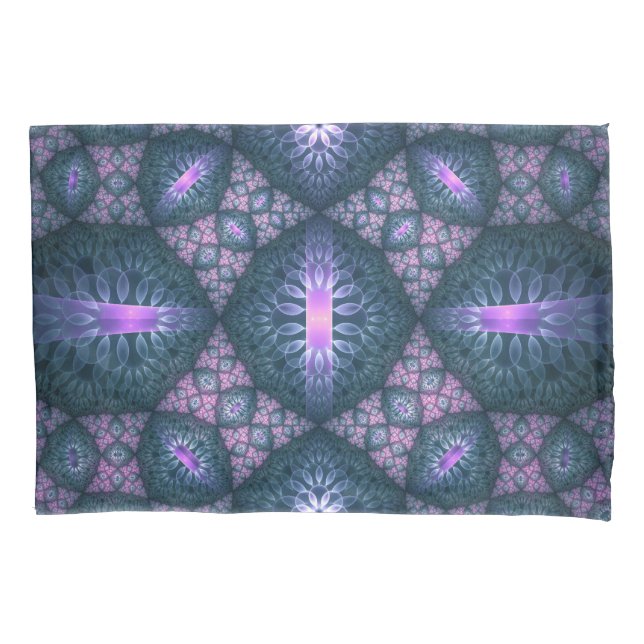 3D Fractal Art Abstract Pattern Blue Purple Pink Pillowcase (Front)
