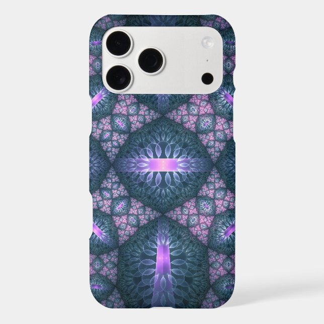3D Fractal Art Pattern Turquoise Purple Pink (Back)