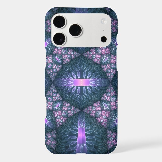 3D Fractal Art Pattern Turquoise Purple Pink (Back)