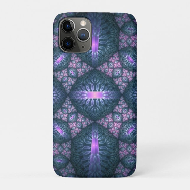 3D Fractal Art Pattern Turquoise Purple Pink Case-Mate iPhone Case (Back)