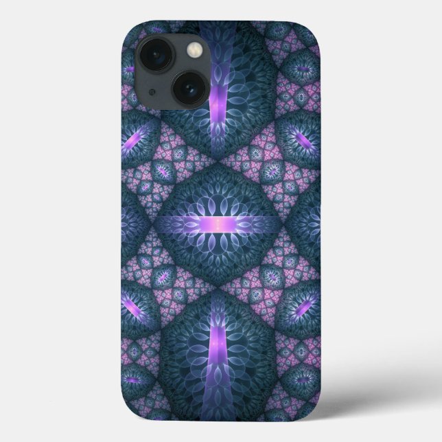 3D Fractal Art Pattern Turquoise Purple Pink Case-Mate iPhone Case (Back)