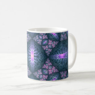 3D Fractal Art Pattern Turquoise Purple Pink Coffee Mug