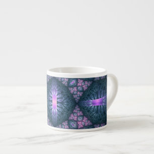 3D Fractal Art Pattern Turquoise Purple Pink Espresso Cup