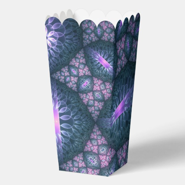 3D Fractal Art Pattern Turquoise Purple Pink Favor Box (Front)