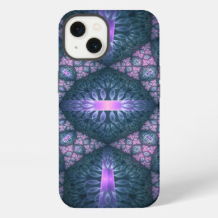 3D Fractal Art Pattern Turquoise Purple Pink iPhone 13 Case