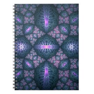 3D Fractal Art Pattern Turquoise Purple Pink Notebook