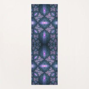 3D Fractal Art Pattern Turquoise Purple Pink Yoga Mat