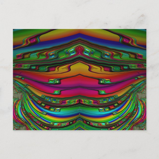 ~ 3D Fractal Design Pattern ~ Multicolour Postcard (Front)