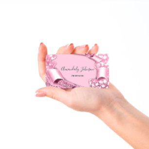 3D Frame Glitter Makeup Event Planner Pink Pastel Business Card