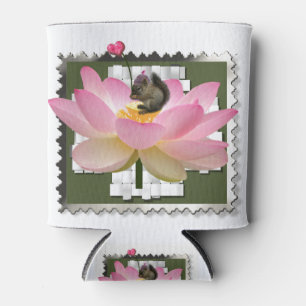 3D Framed Adorable Baby Squirrel On Flower Can Cooler