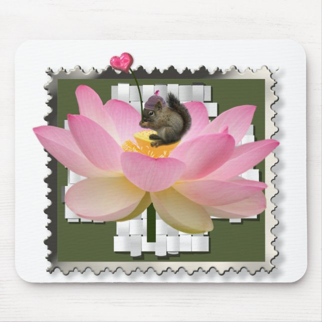 3D Framed Adorable Baby Squirrel On Flower Mouse Pad (Front)