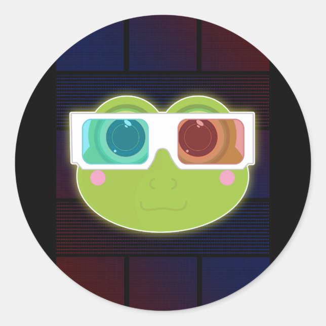 3D Frog  Classic Round Sticker (Front)